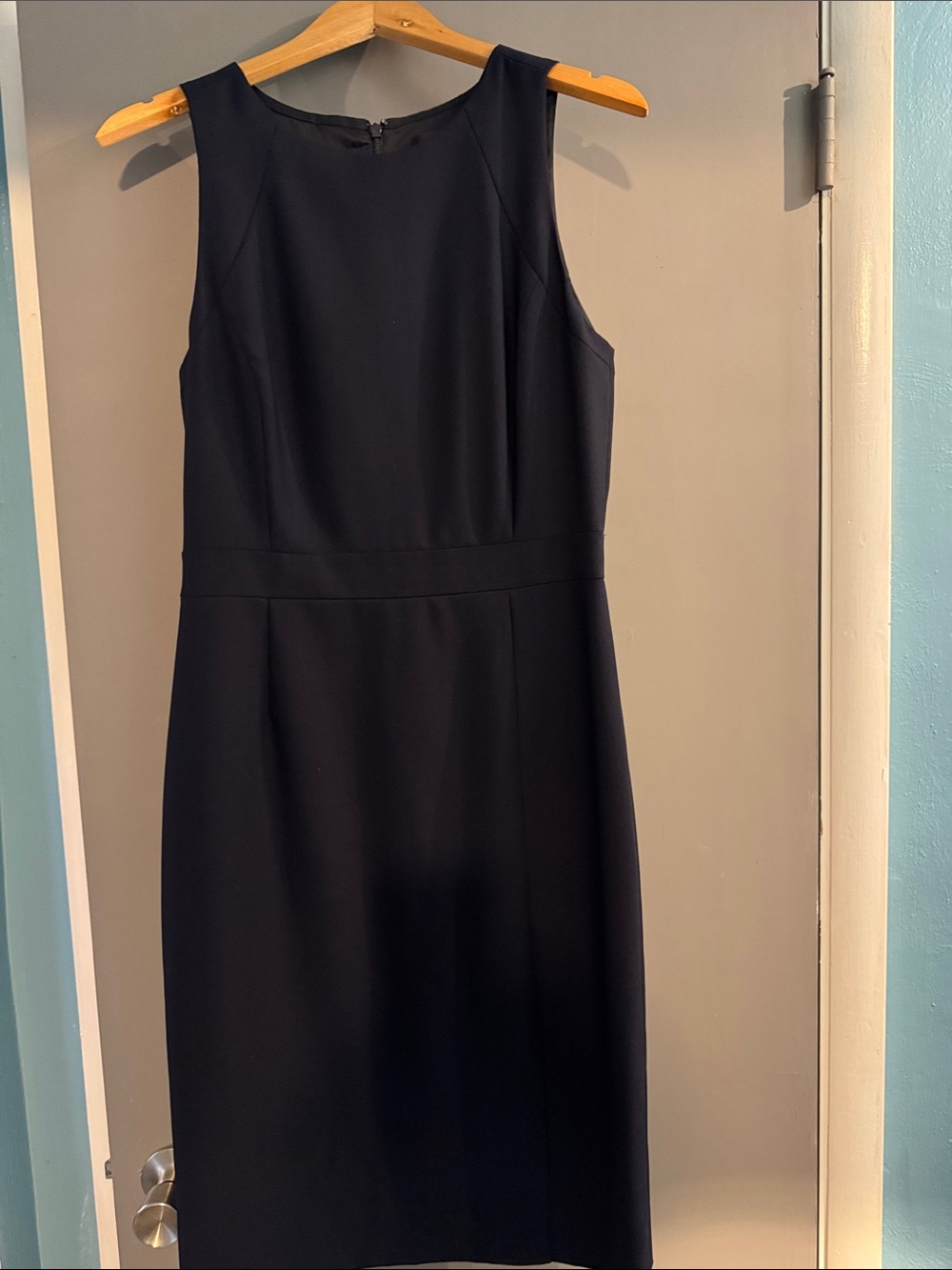 J. Crew Sleeveless Navy Blue Midi Sheath Dress